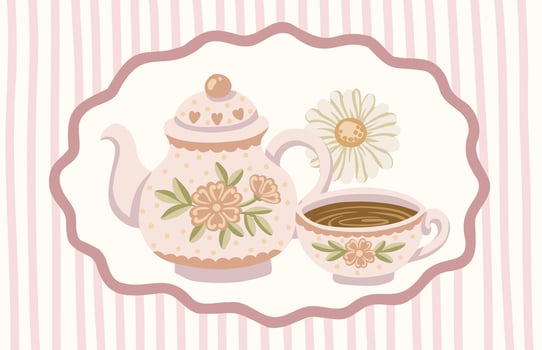 Illustration of a vintage teapot and cup vector