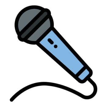 Mic icon flat line style illustration representing audio recording and voice communication suitable for podcasts music production and broadcasting projects vector