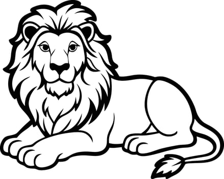 Majestic lion lying down vector