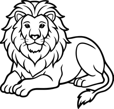 Majestic lion resting on a white background, king of the jungle vector