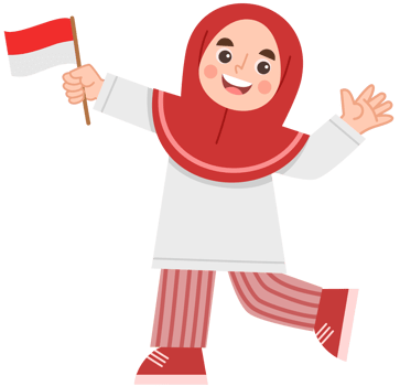 Illustration of Girl with Indonesian Flag png