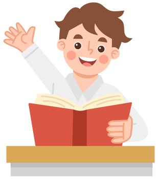 Illustration of a boy reading a book png
