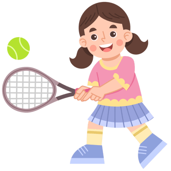 Illustration of Girl Playing Tennis png