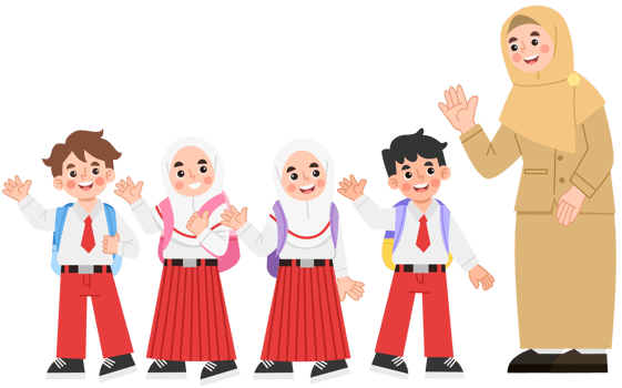 Illustration of Teacher with Elementary School Students png