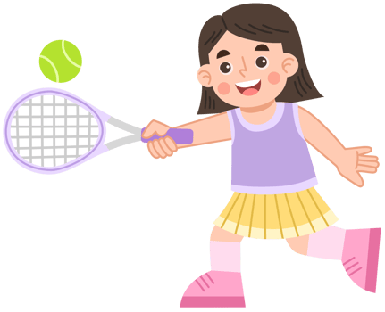 Illustration of little Girl Playing Tennis png