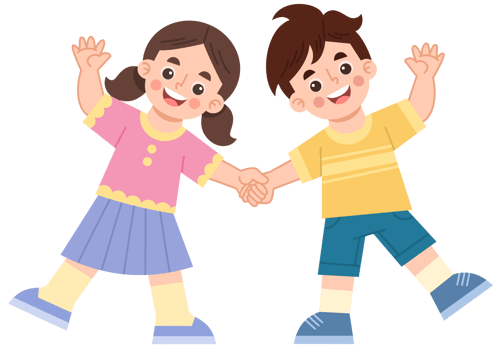 Cartoon Illustration of Children Holding Hands png
