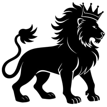 Majestic lion wearing a crown, isolated on white background vector