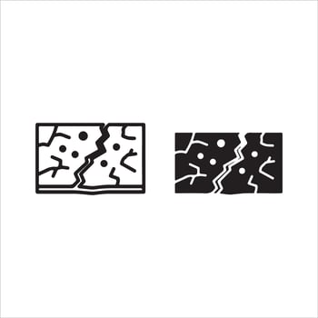 Cracked surface texture graphic in outline and solid styles vector