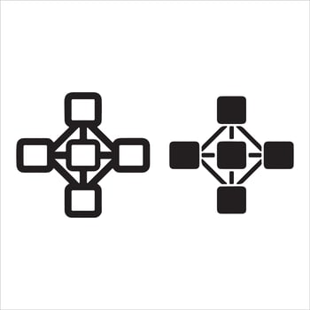 Abstract geometric network structure with connected cubes vector