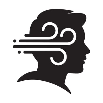 A Silhouette of a Person with Wind Blowing Through Their Head vector
