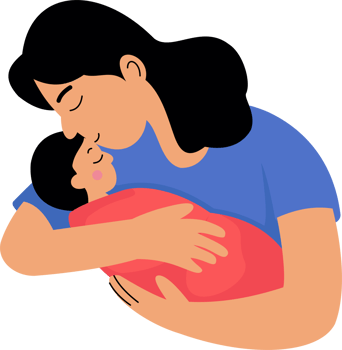 Mother holding sweet baby. young mom hugs her baby with love affection png