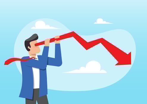 Businessman observing downward trend vector