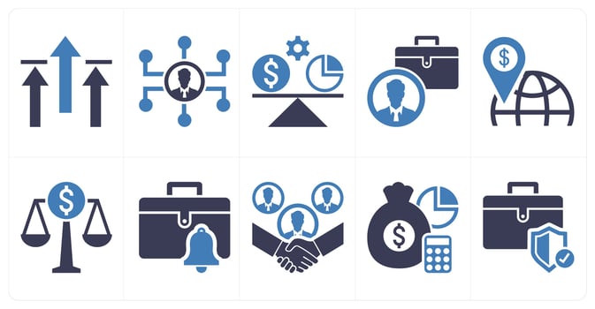 A set of 10 mix icons as breaking limits, business connectivity, budget balance in blue color vector