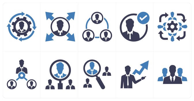 A set of 10 mix icons as business process, business opportunity, communication in blue color vector