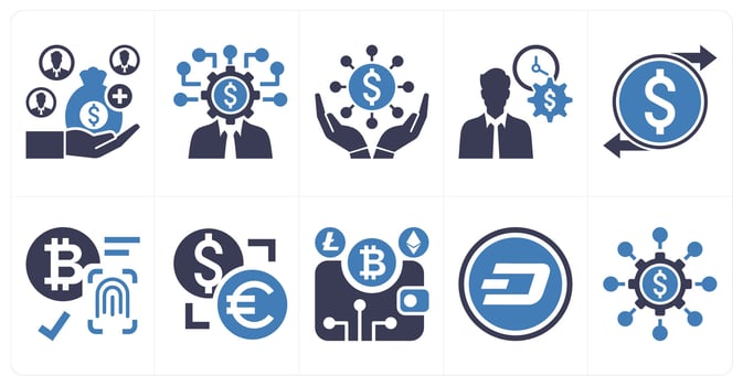 A set of 10 mix icons as crowdfunding, creator, donation crowdfunding in blue color vector