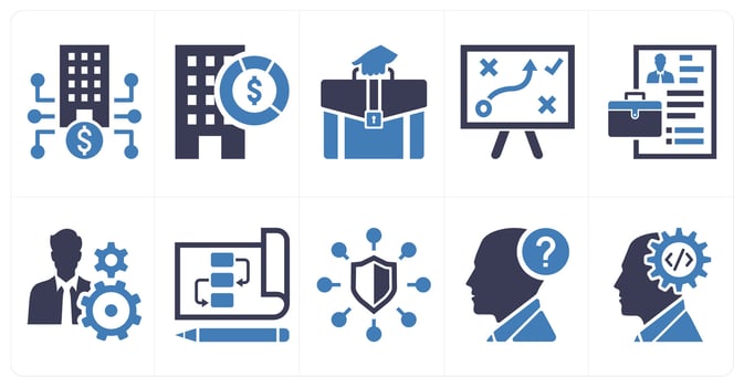 A set of 10 mix icons as real estate, primary market, portfolio in blue color vector
