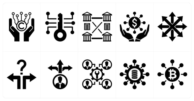 A set of 10 mix icons as digital content copyright protection, digital key in black color vector