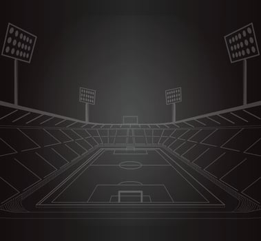 Stadium Sketch in Dark background with wide view vector