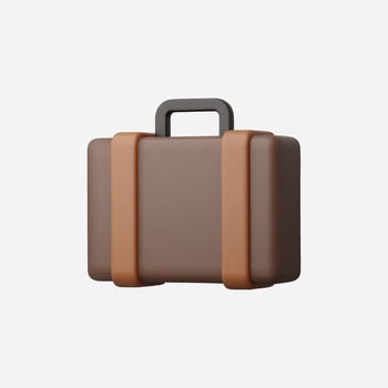 Brown suitcase with handle and straps vector