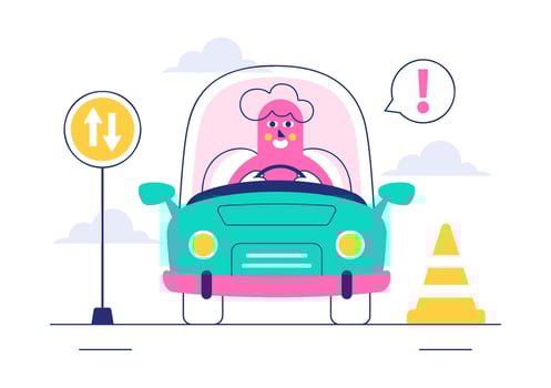 Flat of Driving School Process and Practical Car Lessons vector