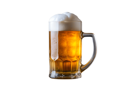 Tall Glass Beer Mug with Frothy Head Isolated on Transparent Background Refreshing png
