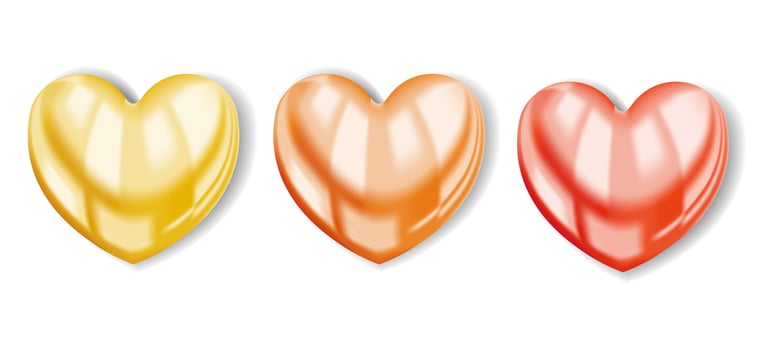 Glossy Heart Balloons in Red and Gold for Romance, Love, Wedding or Celebration Decoration vector