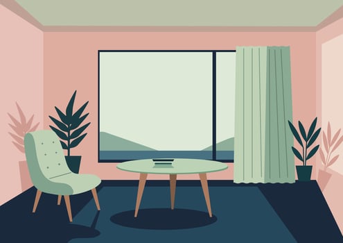 Modern stylish living room with plants vector