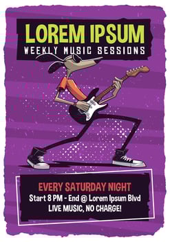Music Poster with a Dog Musician Cartoon Character vector