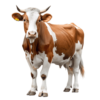 Brown and White Cow on transparent background detailed image cow with brown png