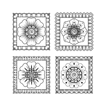 Natural flower inspiration for Mehndi drawings. vector