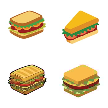 Four Delicious Sandwich Illustrations for Menu Design vector