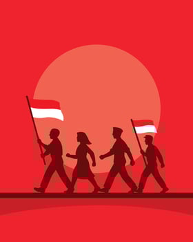 Indonesian Independence Day Parade Silhouette vector