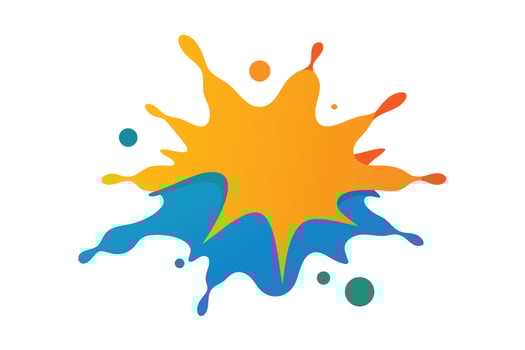 Vibrant Blue and Orange Paint Splatter Exploding on White Background, Joyful Abstract Art Design - Professional digital artwork with vibrant colors and detailed composition vector