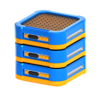 Detailed Isometric Stacked Container Unit with Blue and Yellow Accents Design png