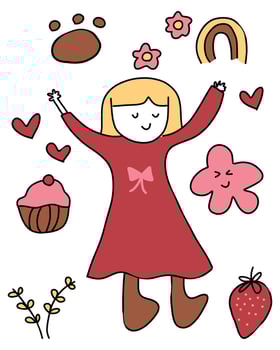 kids scribble girl drawing illustration vector