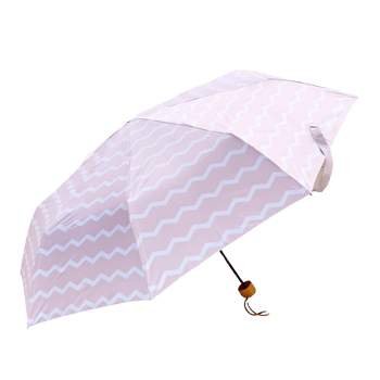 Patterned umbrella, pink and white chevron design for rain and sun protection, providing a personal shelter from the elements png
