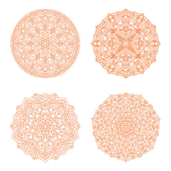 Set of Mandala Set Collection Illustration with floral ornament pattern, Ethnic Arabic traditional art background. Outline Style.Islamic Mandala Pattern Symbol vector