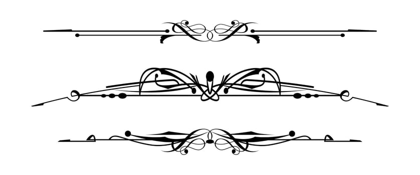 Ornamental border divider collection on black colour vector