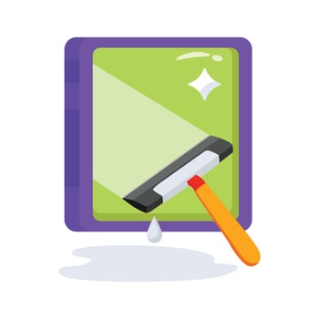 Here is a 2d style icon of squeegee cleaning window vector