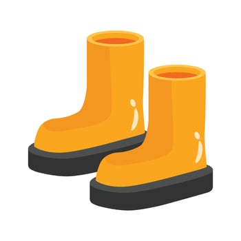 Waterproof boots used during wet or muddy cleaning, rubber boots design vector