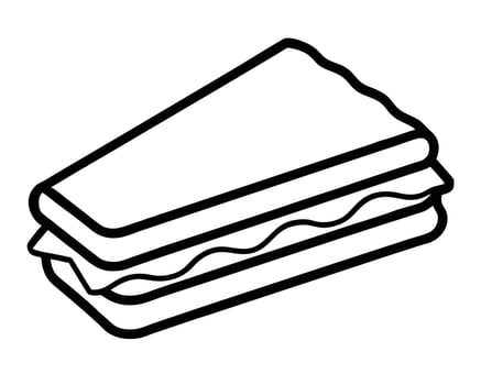 Simple Line Drawing of a Delicious Sandwich, Appetising Lunch Food Illustration, Perfect for Menus or Websites, Black and White Graphic vector
