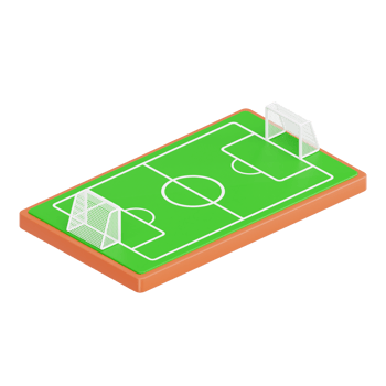 Isometric Soccer Field, 3D Transparent Background png