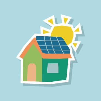 Solar House Sticker in a Flat Color and Cutout Style vector