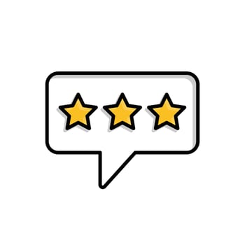Rating icon. E-commerce. Three stars inside a message symbol. market, sale, buy. mixed design style. vector