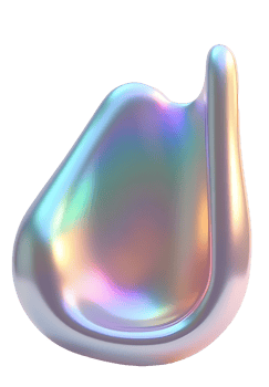 Abstract iridescent metallic fluid shape with vibrant holographic glow png