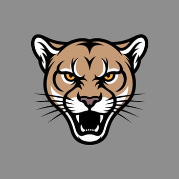 A roaring mountain lion or puma head on a gray background - Sports mascot emblem vector