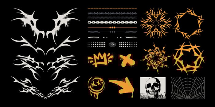 Distressed Digital Collages with Neo Grunge Original Flat Elements vector