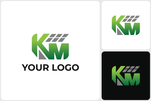Modern Green Energy KM Logo Design vector