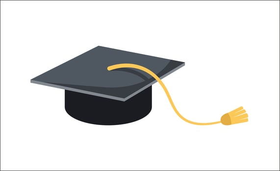 Graduation cap illustration. university, college graduation black cap icon. Element for degree ceremony, educational programs design. vector