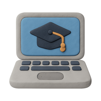 Graduation Cap on Laptop Screen Made of Clay, Educational Success and Online Learning png